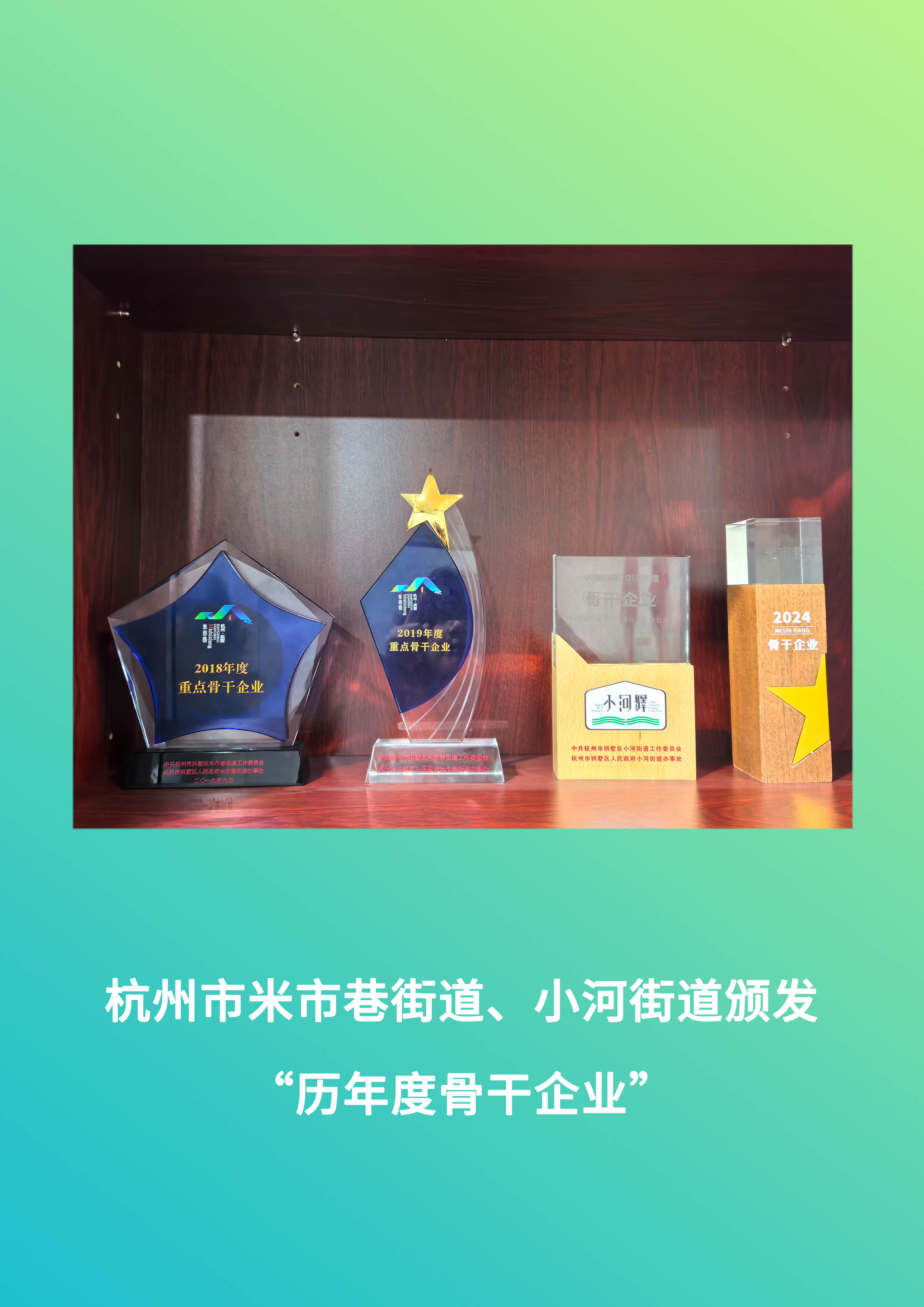 杭州市米市巷街道、小河街道颁发 “历年度骨干企业”