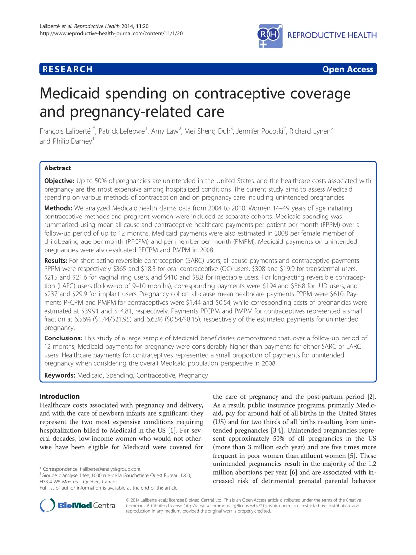 (PDF) Medicaid spending on contraceptive coverage and ...