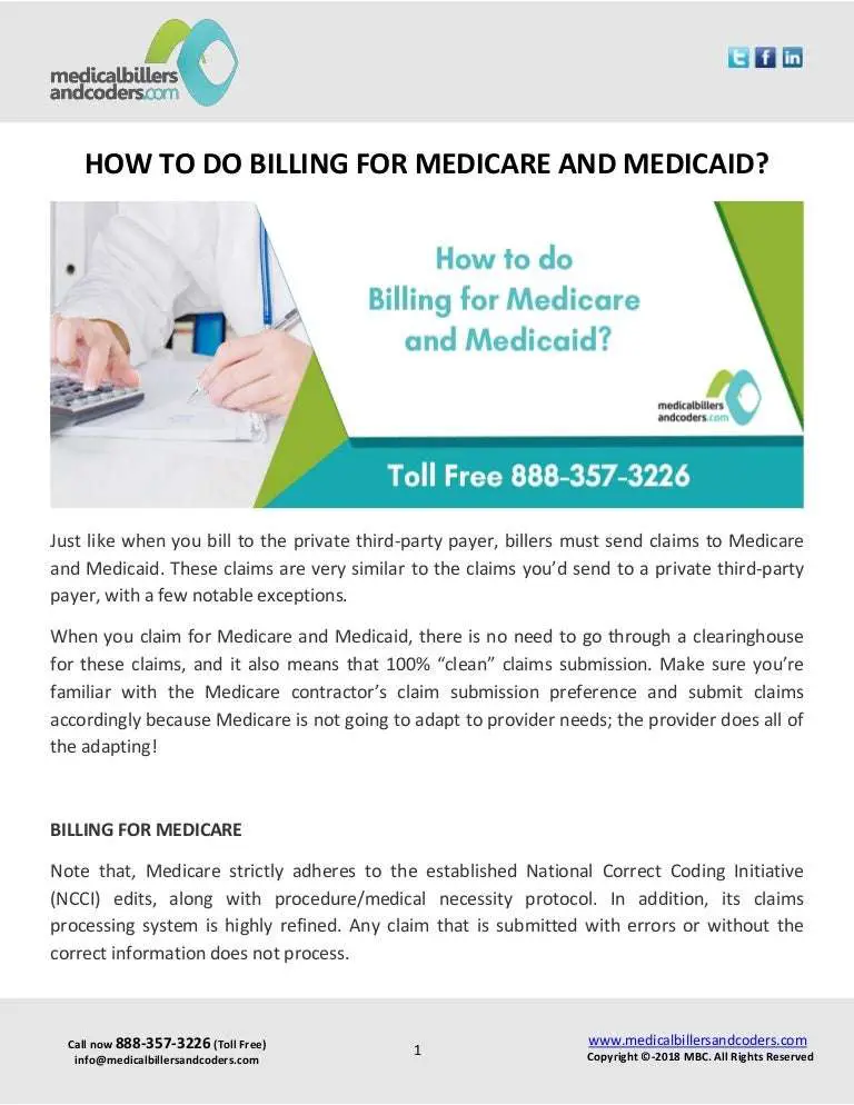 HOW TO DO BILLING FOR MEDICARE AND MEDICAID?