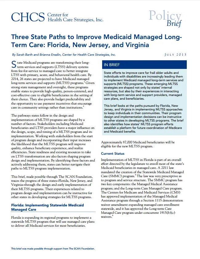 Three State Paths to Improve Medicaid Managed Long