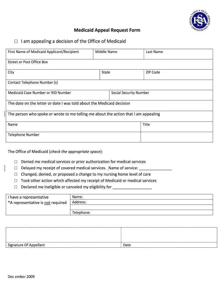 Appeal Form For Medicaid