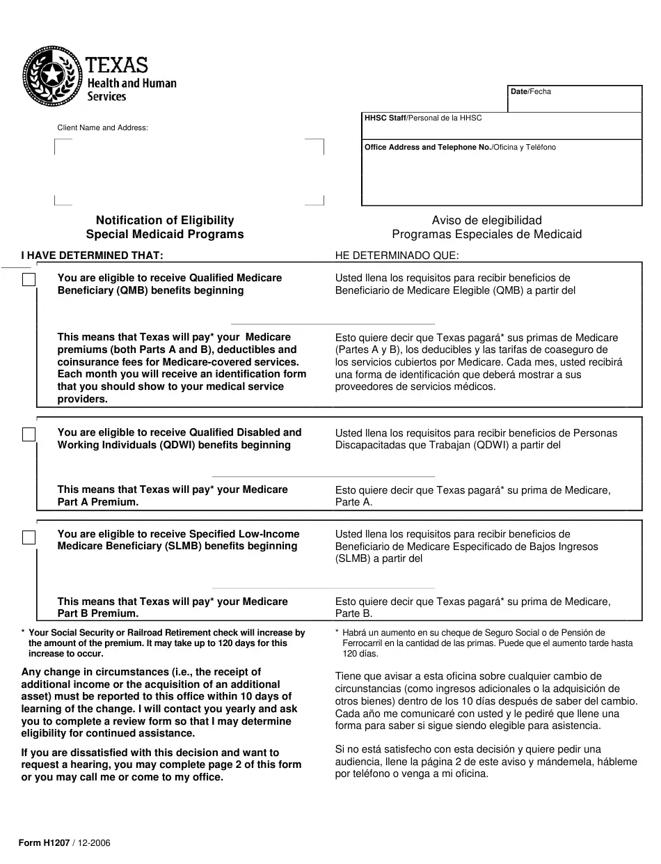 Form H1207 Download Printable PDF or Fill Online Notification of ...