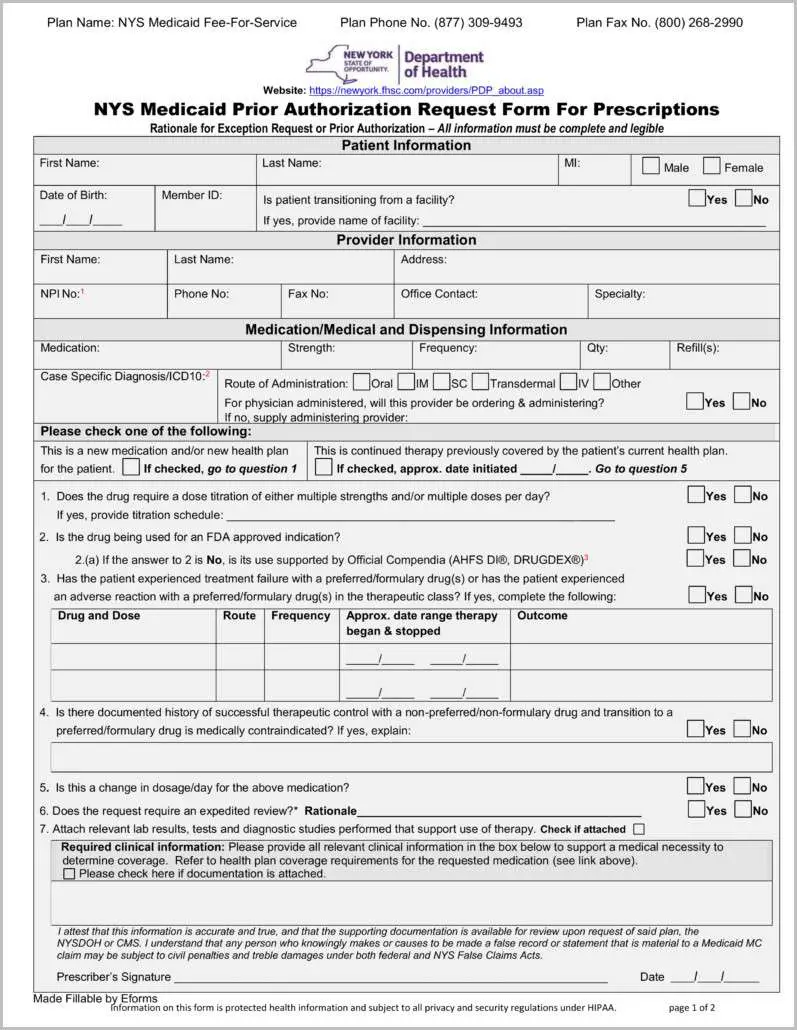Medicaid Application Form New York