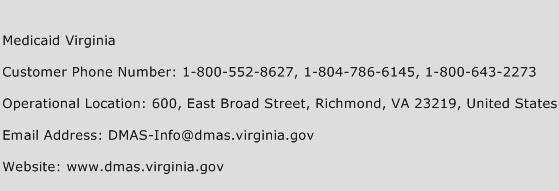 Medicaid Virginia Customer Service Phone Number