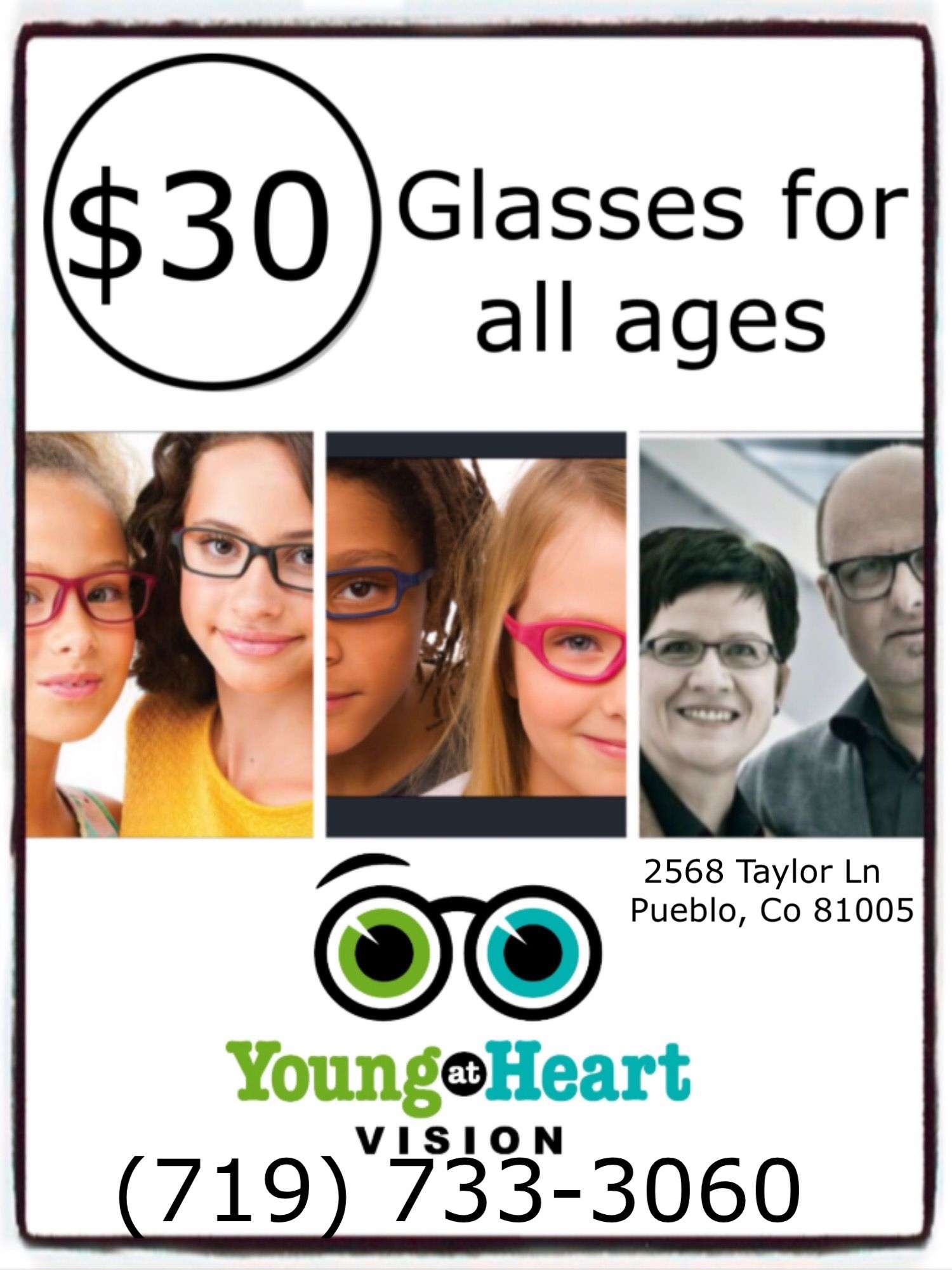 Right now you can get glasses for just $30. At Young at Heart Vision we ...