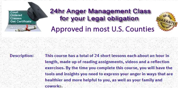 24 Hour Anger Classes