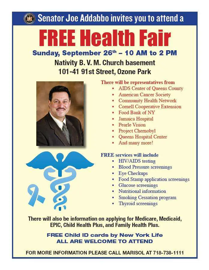 Lost in the Ozone...: Senator Addabbo to Host Another FREE Health Fair ...