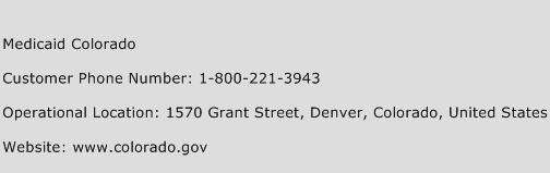Medicaid Colorado Contact Number